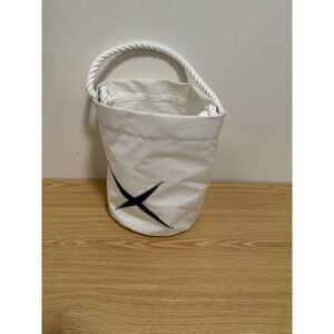 Sea Bags of Maine White Star Bucket Bag Recycled Sail Cloth Handcrafted in USA